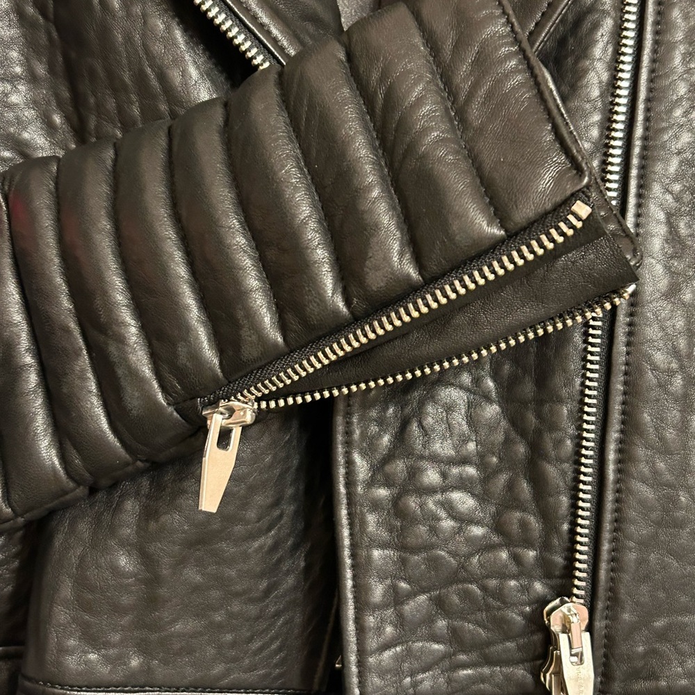 The Arrivals Black Quilted Leather Biker Jacket - Picture 6 of 10